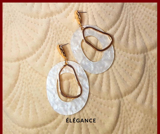 Boucles d'oreilles pendantes, coquillage, alliage de zinc, boucles d'oreilles estivales, design géométrique, bijoux tendance, accessoires de mode, boucles d'oreilles pour femmes, boucles d'oreilles originales, boucles d'oreilles élégantes_boucles d'oreille dorées_grosse boucle d'oreille dorée_boucles d'oreilles nacre_boucles d'oreilles perles nacre