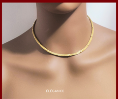 collier acier, collier acier inoxydable, collier acier inox, collier acier inoxydable doré, bijoux acier inoxydable, collier perlé, collier doré acier inoxydable.