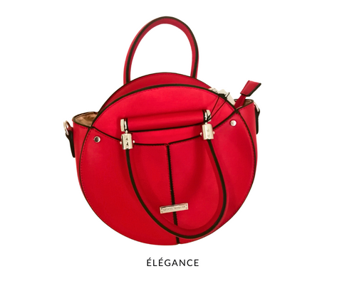 sac rond_sac à main rouge_sac Gérard Pasquier sac à main élégant sac à main chic_sac à main tendance_sac avec bandoulière_sac à main mode_sac rond avec anses_sac à main compact_elegance sacs